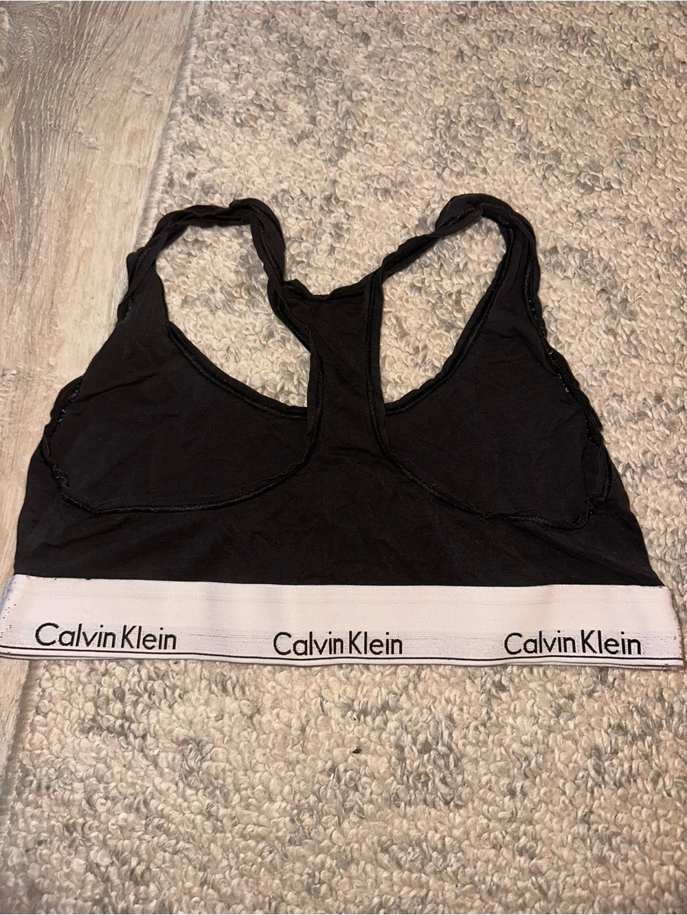 Calvin Klein Black Bralette with White Logo Band - Picture 2 of 2